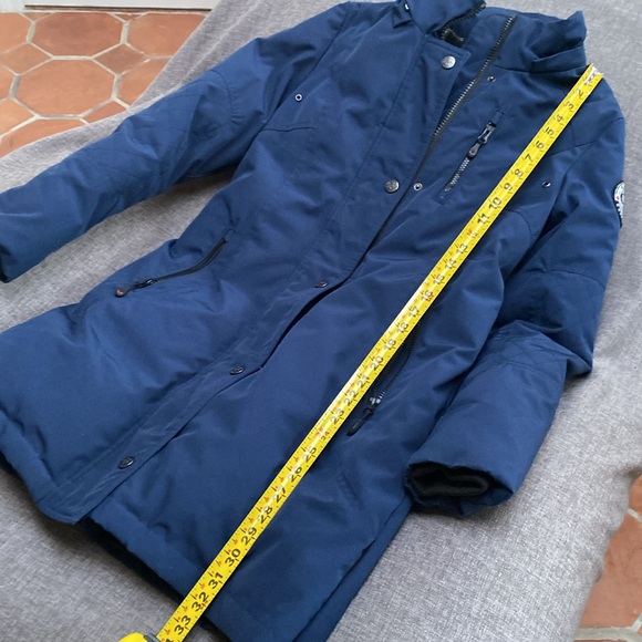 Arctic Expedition Mid Length 33” Down Parka Coat Navy XS no hood - Picture 2 of 16
